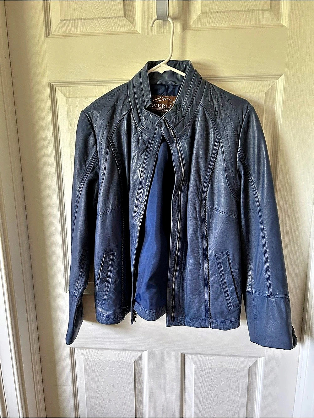Overland Leather Jacket in Blue Size Medium